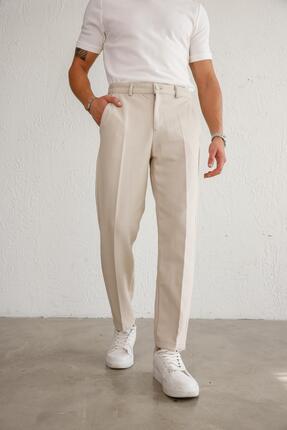 BRACCAS Erkek Rahat Kesim Bej Pantolon