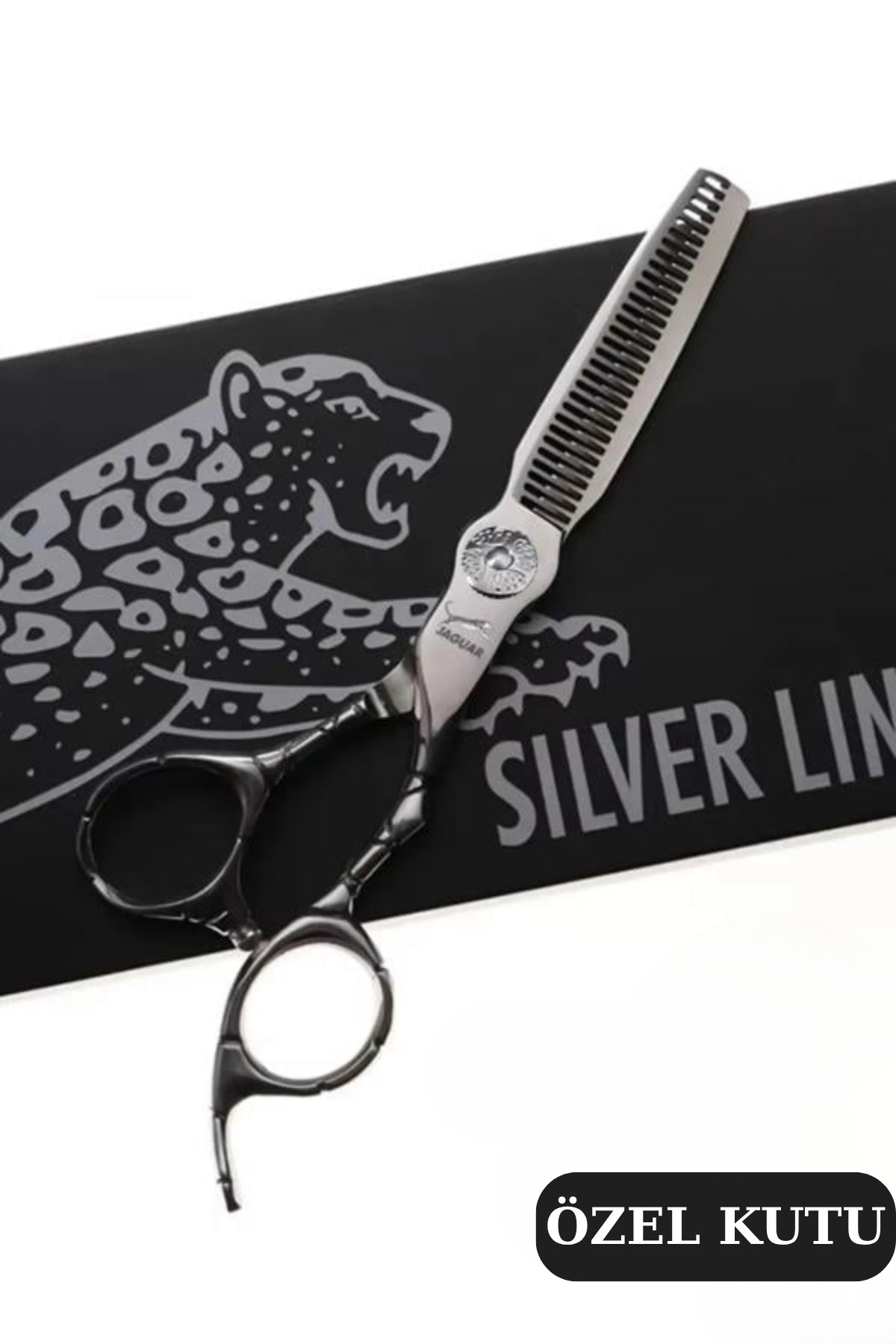 Jaguar 6inç Antrasit Gri Ara Saç Kesim Makası Profesyonel Berber Kuaför Saç Kesim Makası Jgrant