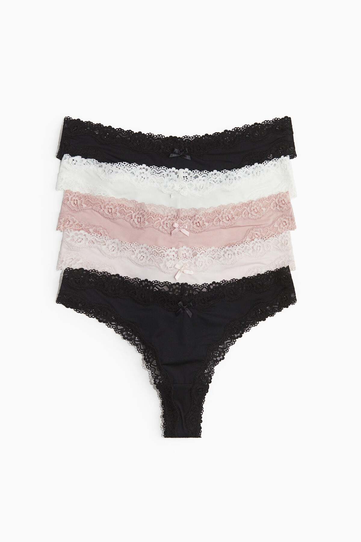 H&M 5-pack microfibre and lace Brazilian briefs