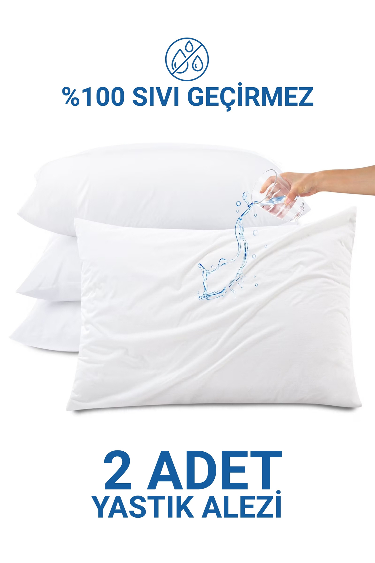 LADYNİL Micro Fermuarlı Yastık Koruyucu Alez 2 Adet %100 Pamuk | Sıvı Geçirmez | Beyaz - 50x70 cm