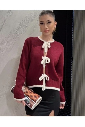 LVN BUTİK Ön Bağlamalı Kadın Triko Hırka