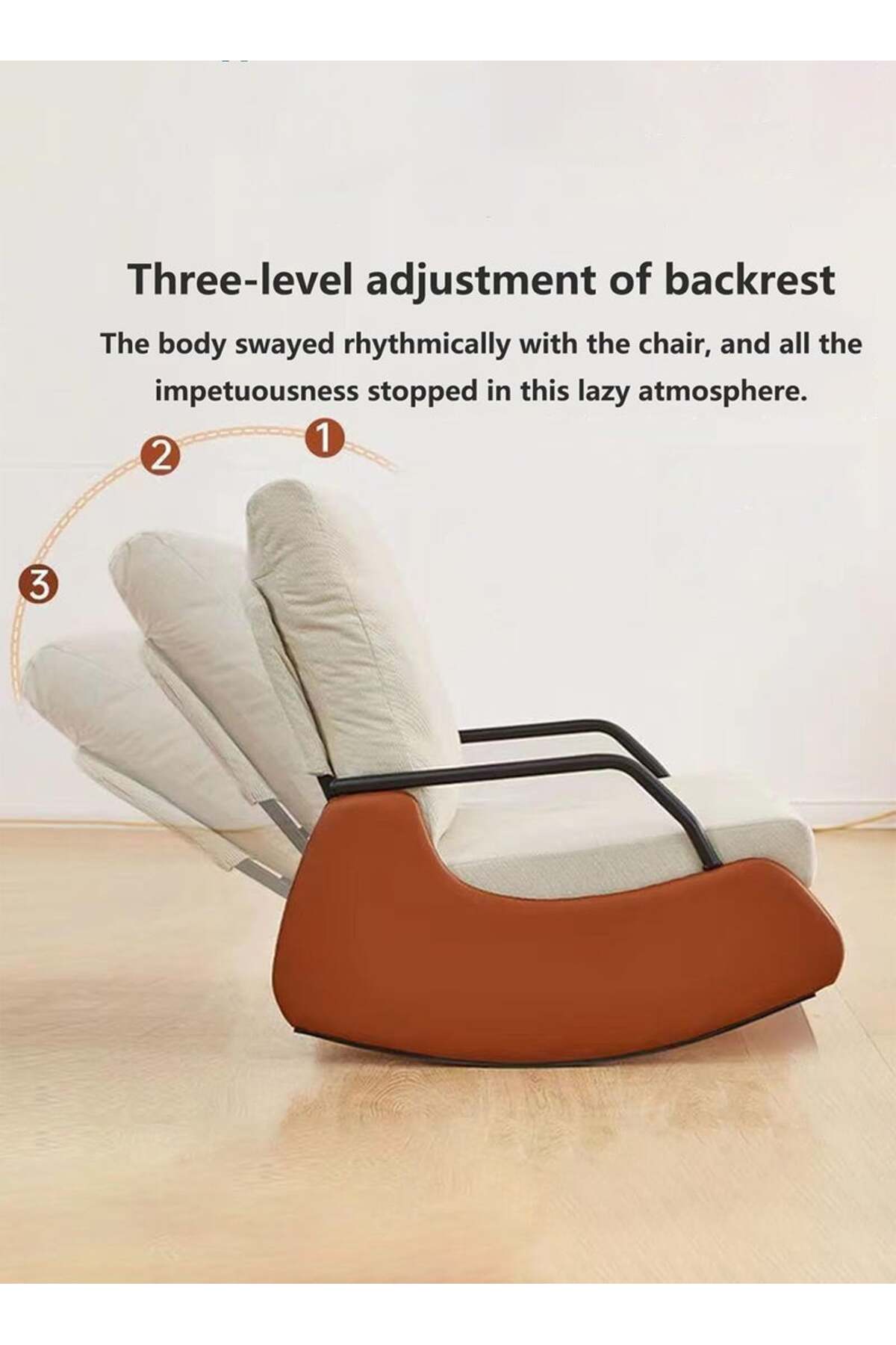 كرسي استرخاء هزاز قابل للطي مع مسند قدم عصري بني