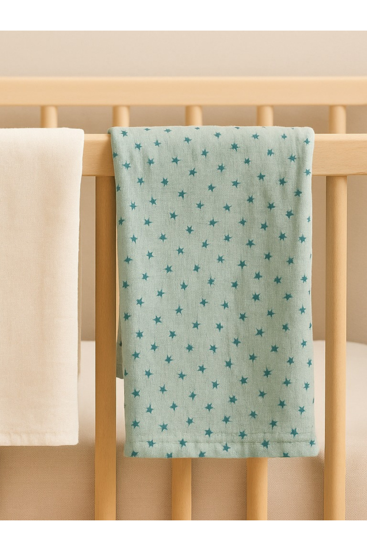 Mama Yoyo Baby Kids 3'lü Müslin Set - Mint Yıldızlı Takım Yenidoğan Çok Amaçlı Müslin Örtü 100% Pamuk 75*75 cm set fotoğrafı 6 (önizleme)
