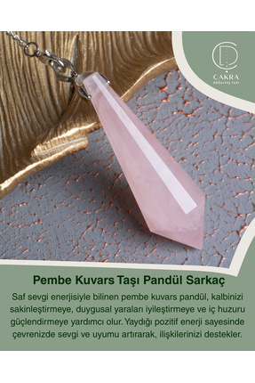 ÇAKRA DOĞAL TAŞ Pembe Kuvars Taşı Pandül Sarkaç