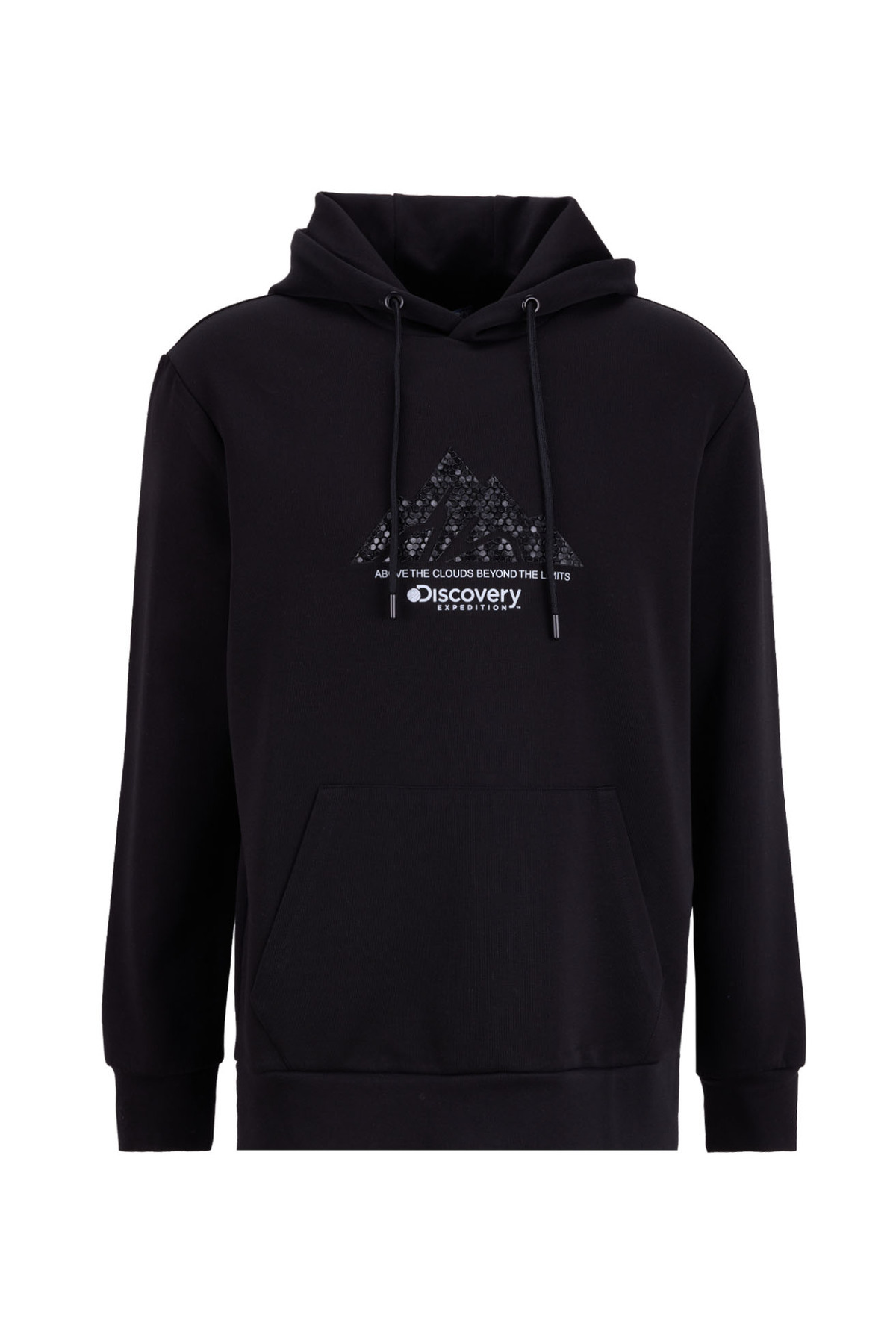 دیسکاوری اکسپدیشن سویشرت مردانه طرح‌دار، یقه کلاه‌دار مشکی D5WM-SWT3869