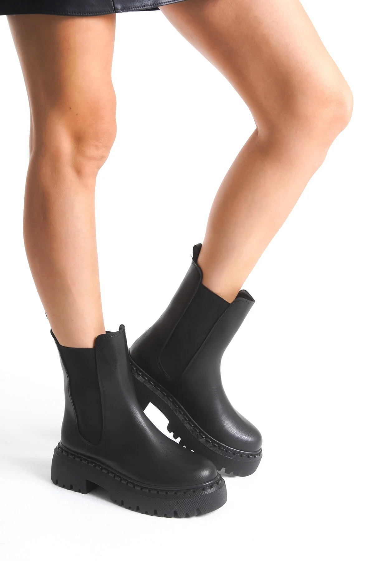 Moda Anna Жіночі черевики - з еластичними боками, без застібки, нековзна підошва, термоізоляційні жіночі черевики, чорні