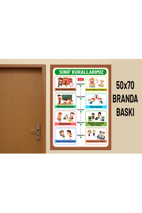 Göktuğ Hediyelik Sınıf Kuralları Afişi 70x50 cm – Okul Duvarı İçin Kaliteli B...