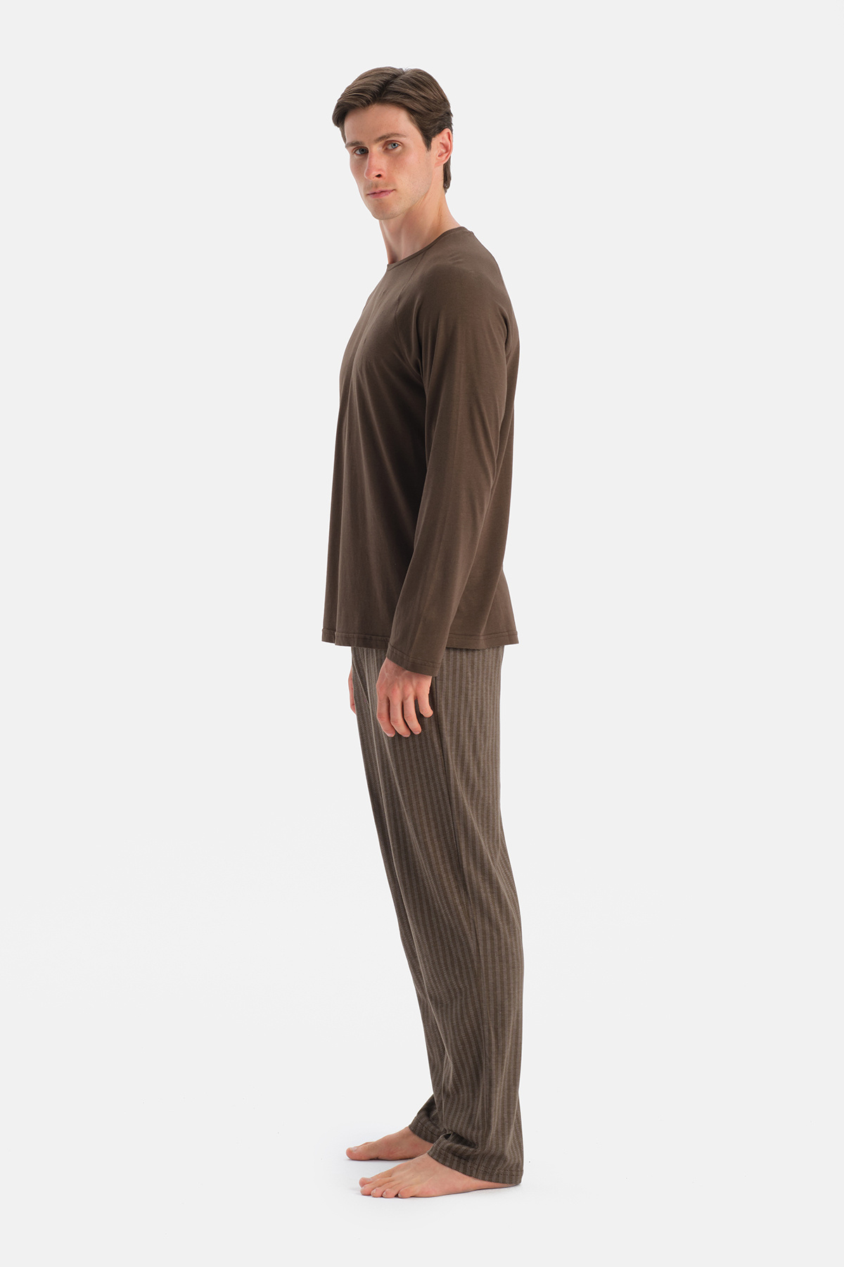 Eros Kahverengi Reglan Kollu Tişört Pantolon Takım görsel 3