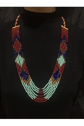 ZEYTUN AKSESUAR Kristal Taşlı Kilim Desenli Kolye