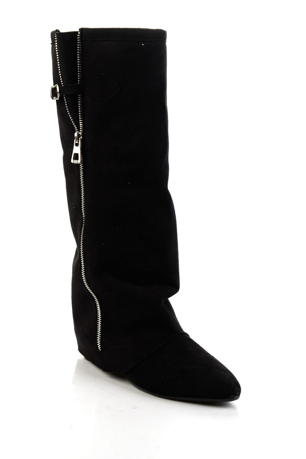 Bambi  Siyah Hakiki Deri Kadın Çizme K03678029002 - Görsel 2