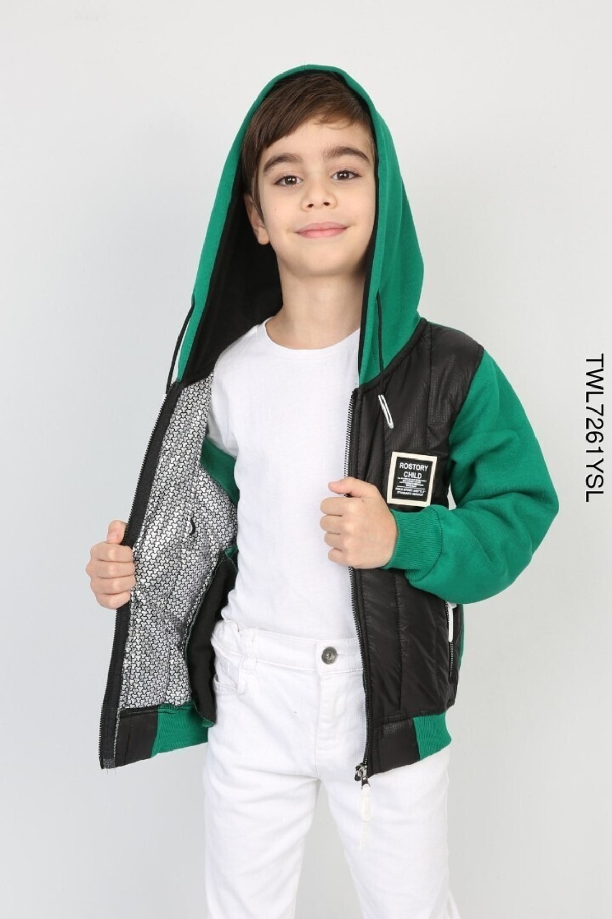 ANKANOVA Erkek Çocuk Kapüşonlu 3 İplik Kumaş İçiTermal Detaylı Bomber Mont Ceket(BİRBEDEN BÜYÜKTERCİH EDİNİZ) fotoğrafı 2 (önizleme)