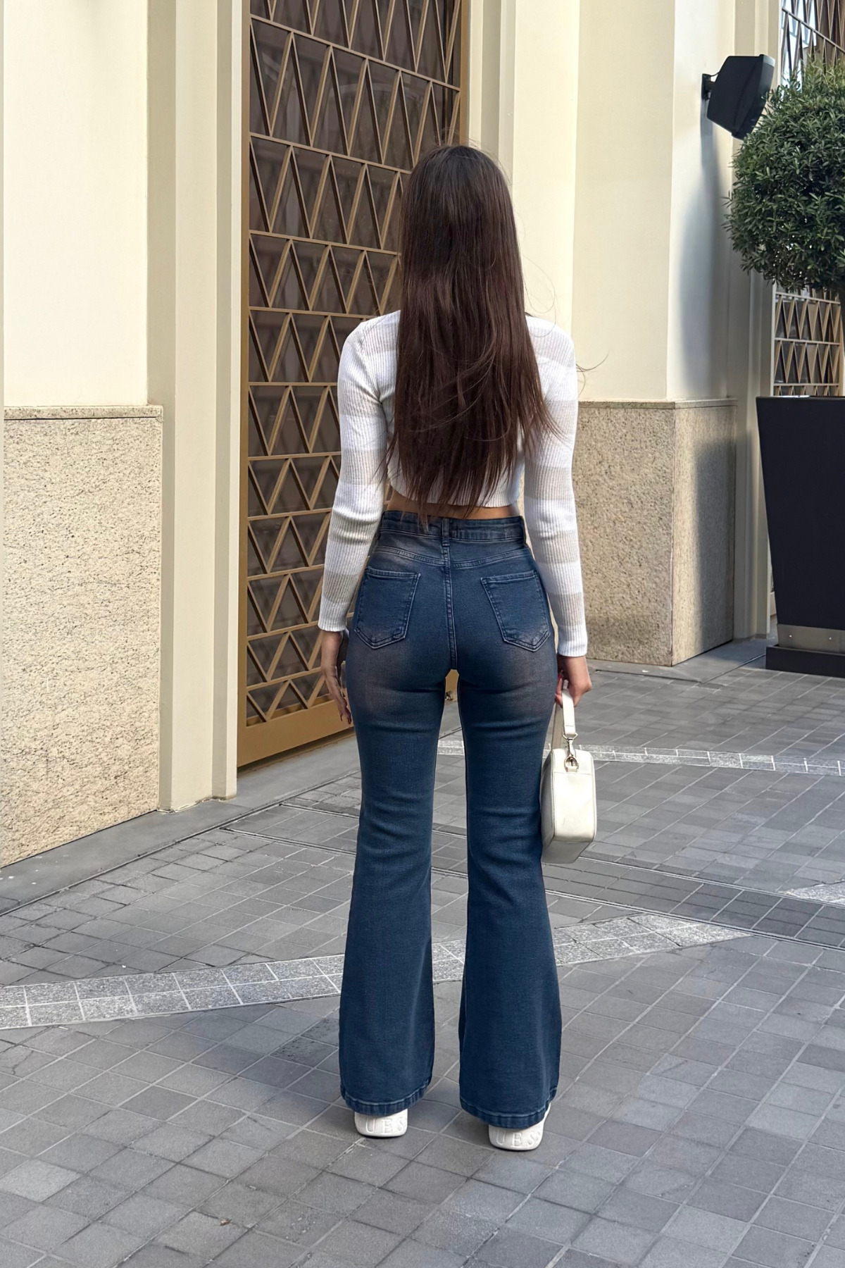 BİKELİFE  Kadın Yüksek Bel Likralı/Esnek İspanyol Paça Pantolon - Görsel 6