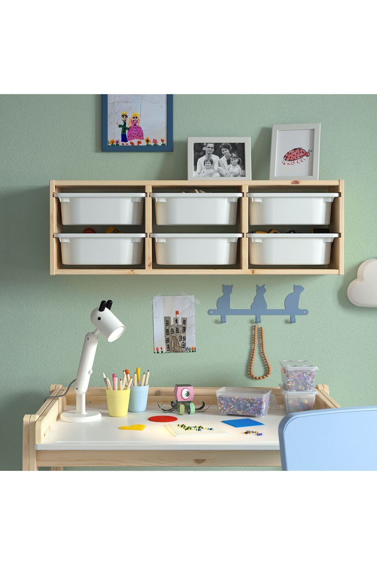 hobiurun Çocuk duvar rafı, çam-beyaz, 93x21x30 cm fotoğrafı 3 (önizleme)