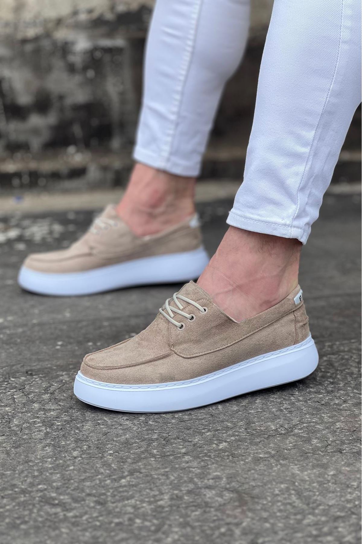 کفش کلاسیک جیر بنددار مردانه WG508 مدل SST - بژ Zapatos