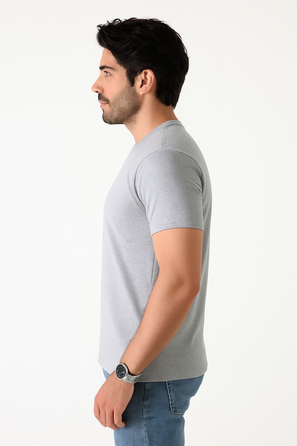 پکیج ۵ عددی تیشرت مردانه – آستین کوتاه یقه گرد فیت معمولی – خاکستری