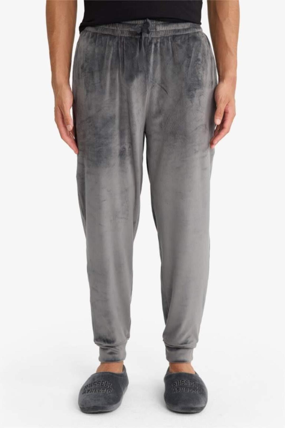 DeFacto Ultra Yumuşak Regular Fit Cepli Kadife Pijama Altı F4672AX25WN görsel 4