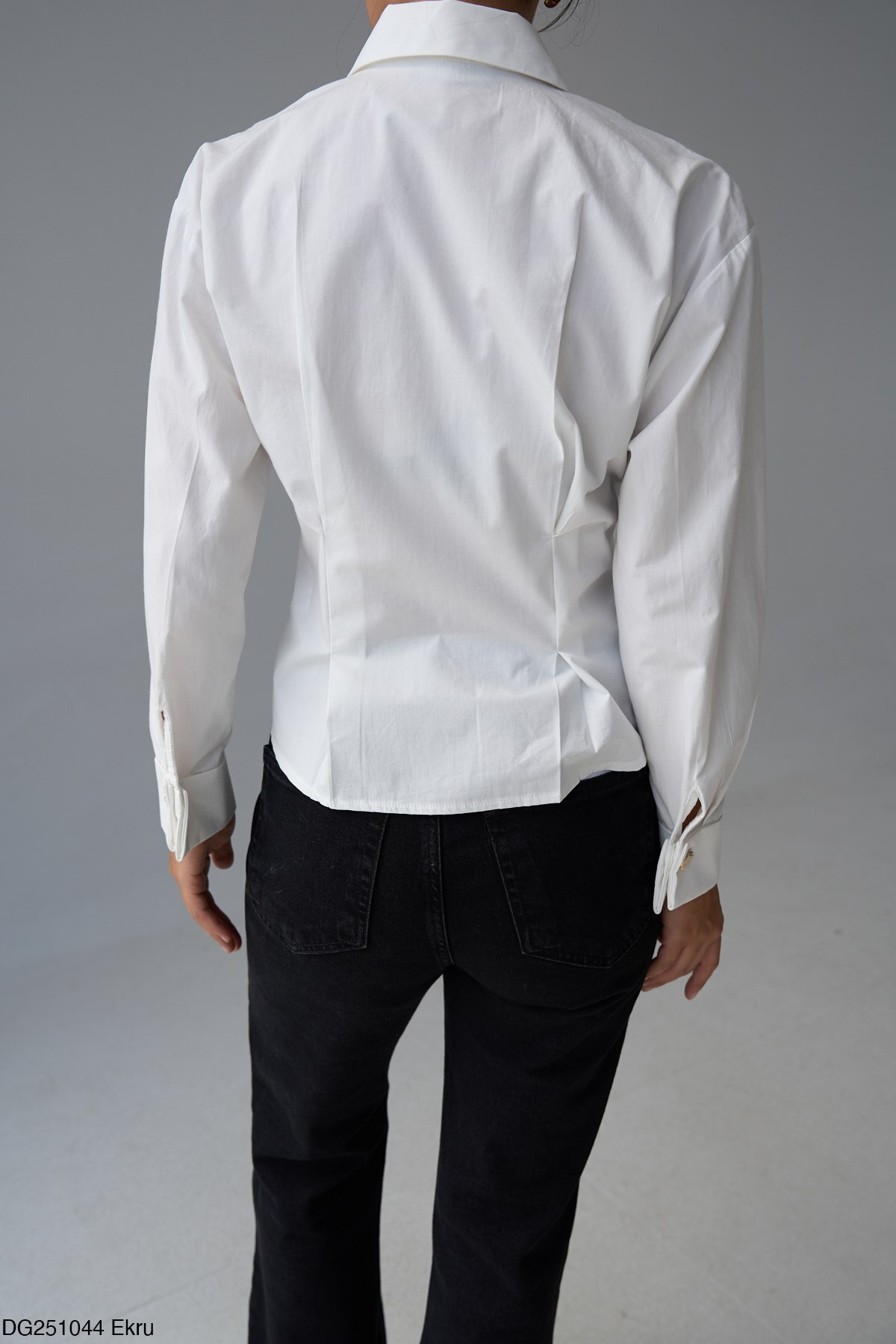 bunubanayolla  Gold Düğmeli Beyaz Pileli Gömlek - Görsel 2