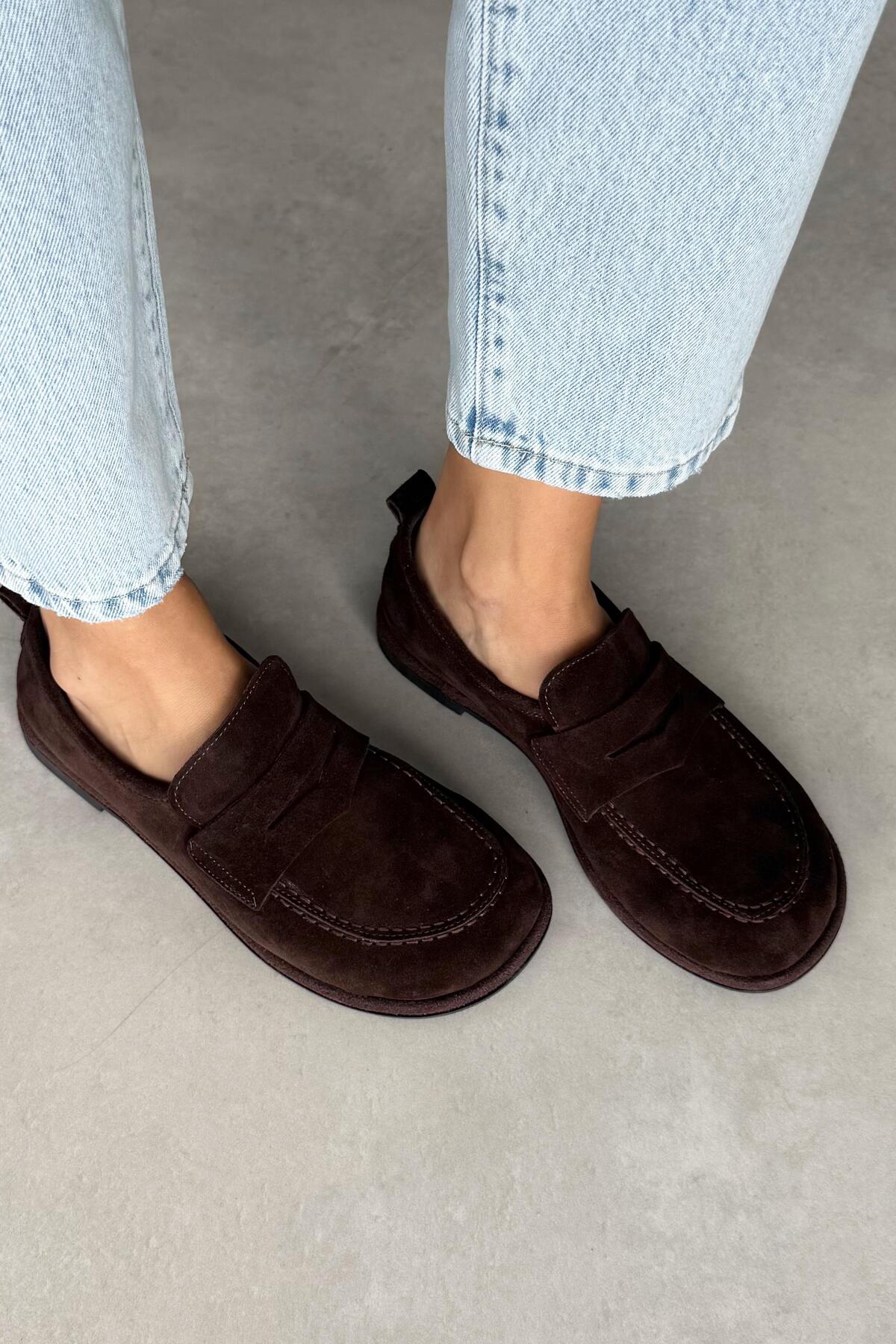 nope21shoess Brest Kahverengi Hakiki Deri Loafer görsel 3