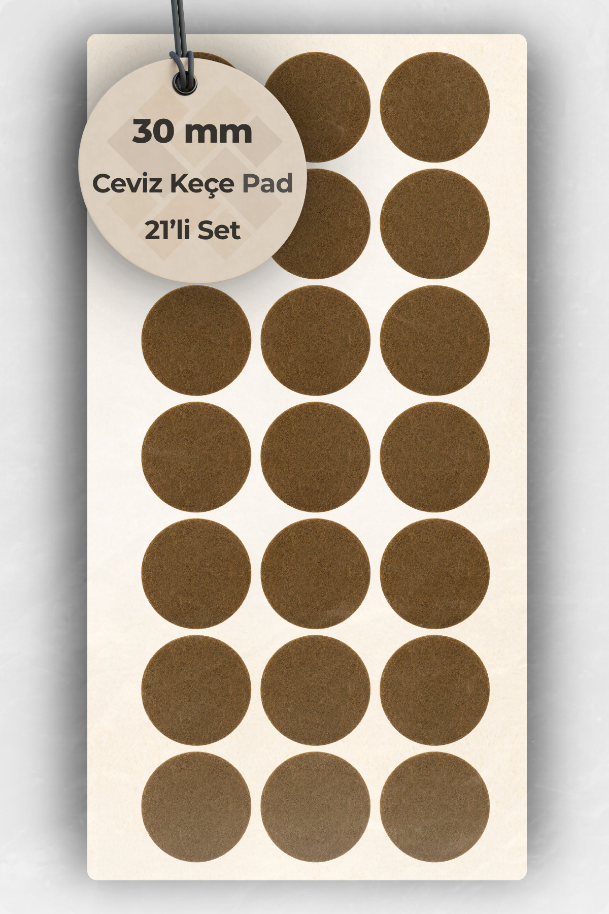 wooden lane studio 30 mm Kahverengi Yapışkanlı Keçe Ped 21’li Set – Zemin Koruyucu Yuvarlak Keçe