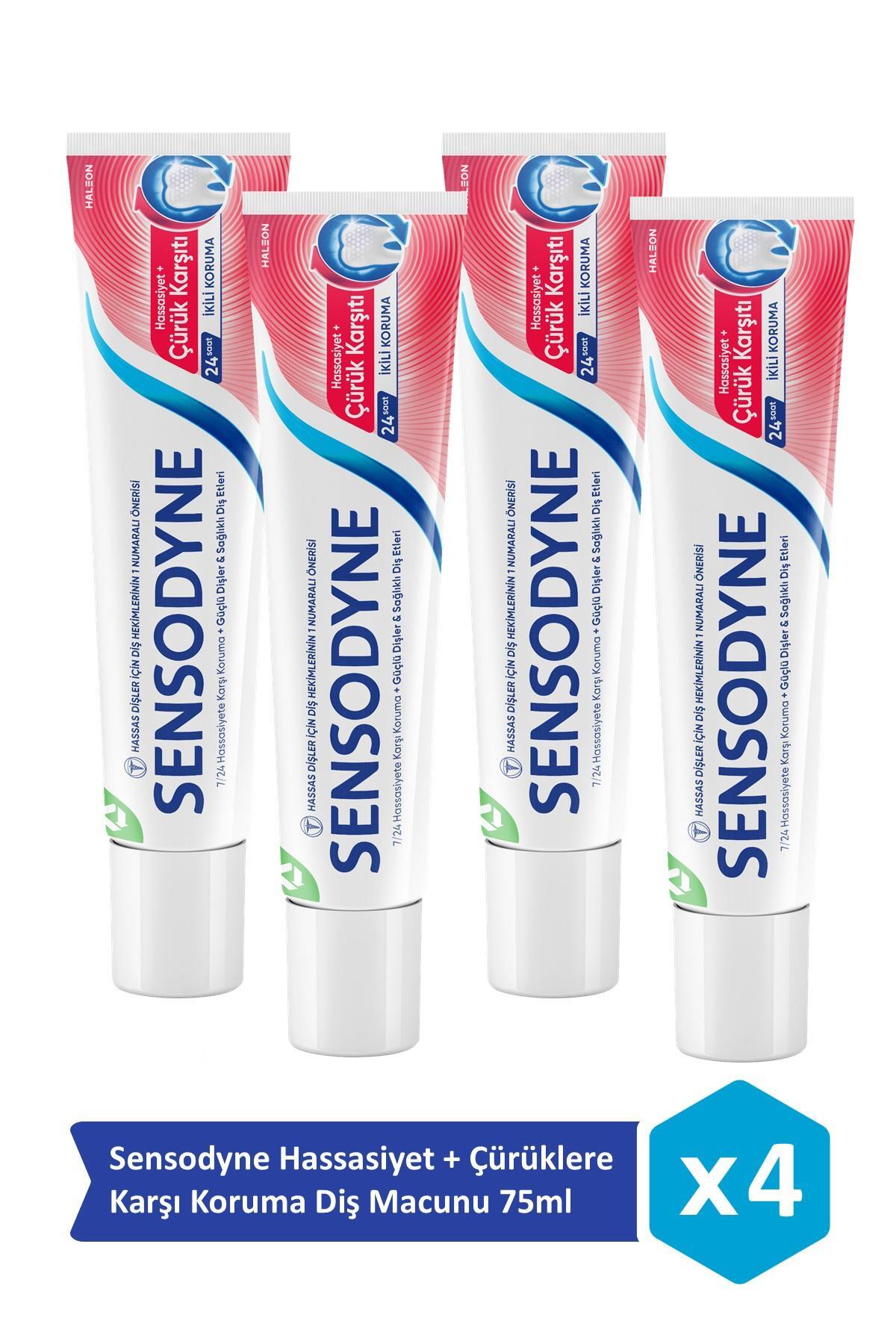 Sensodyne Hassasiyet + Çürüklere Karşı Koruma Diş Macunu 75ml x 4 Adet