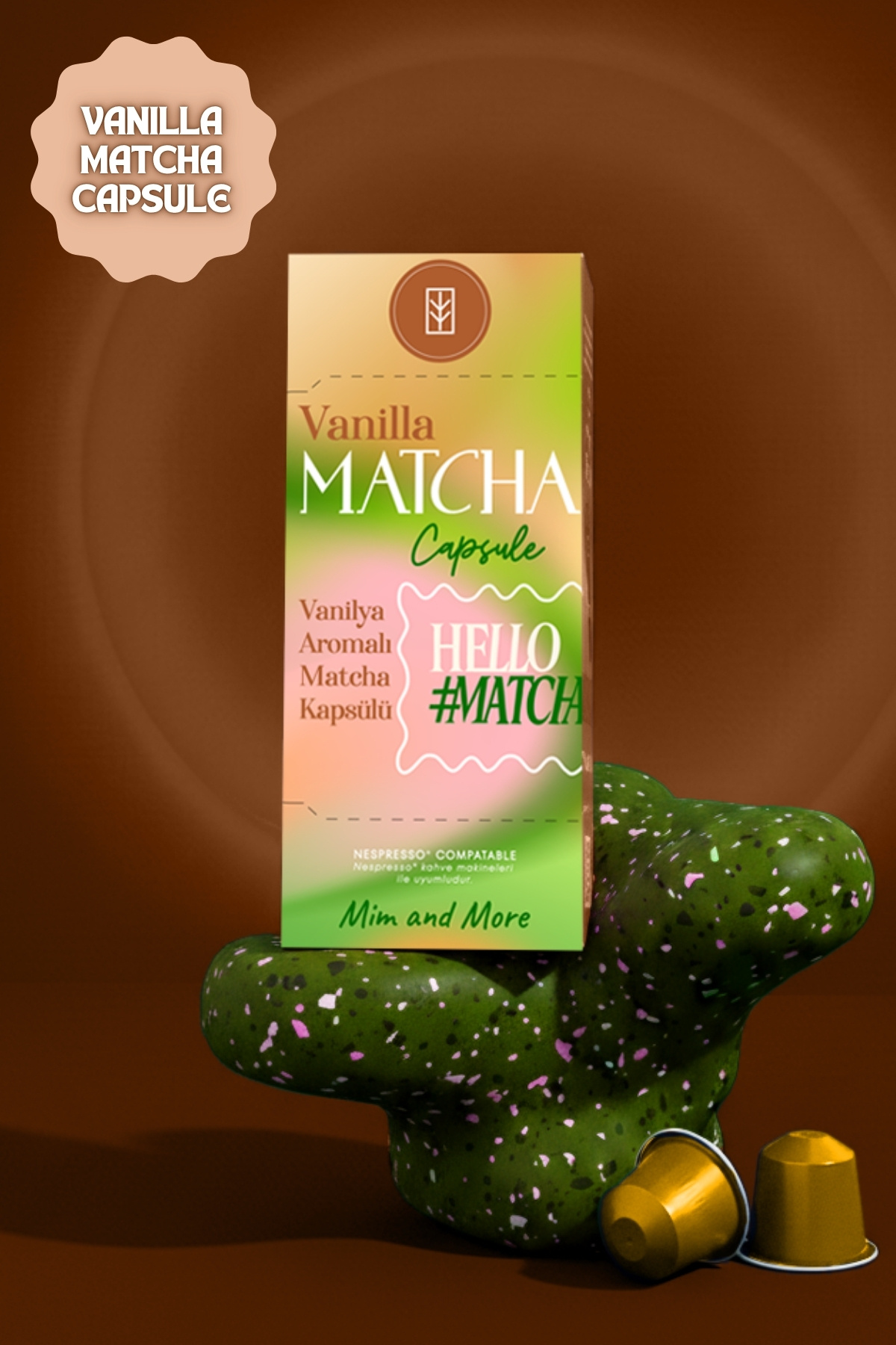 Mim and More Vanilla Matcha Kapsül - Nespresso Uyumlu, Vanilya Aromalı Matcha Tozu, 10'lu Paket