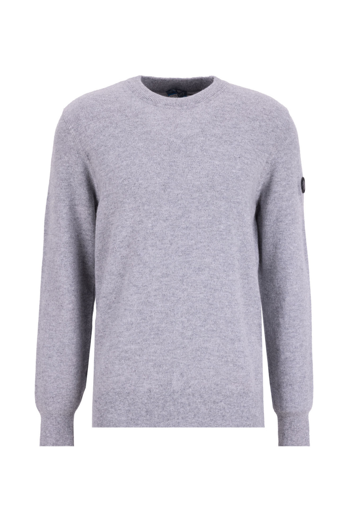 دیسکاوری اکسپدیشن پلیور بافتنی مردانه طرح‌دار، یقه گرد ملانژ خاکستری D5WM-KZK3771