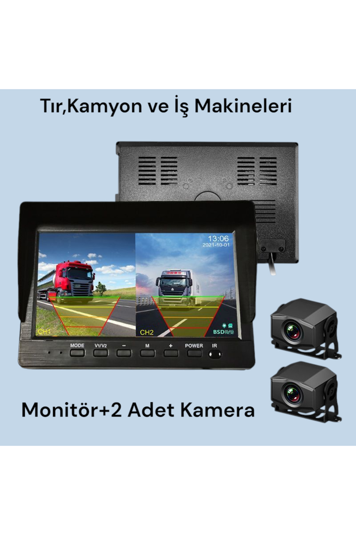 Dembastore Tır, Kamyon, İş Makinesi Kamerası, 7 inç monitör ve iki adet kamera