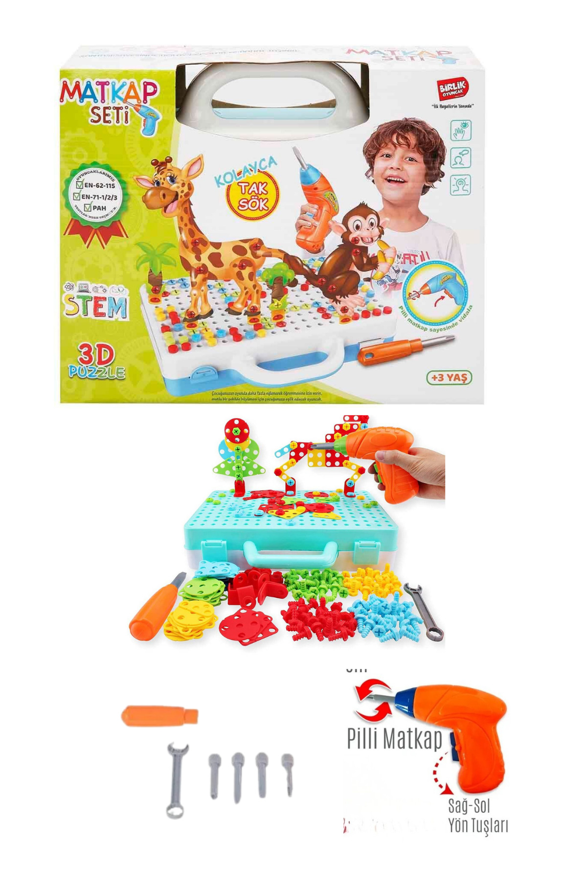 welcomein Oyuncak Eğitici Aktivite Mentossori 3D Eğitici Matkap