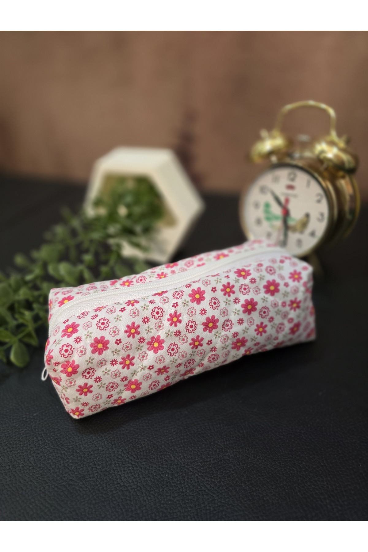 Nöşre Design Çıtır Çiçekli Kalemlik Pintrest Makyaj Çantası Makinada Yıkanabilir