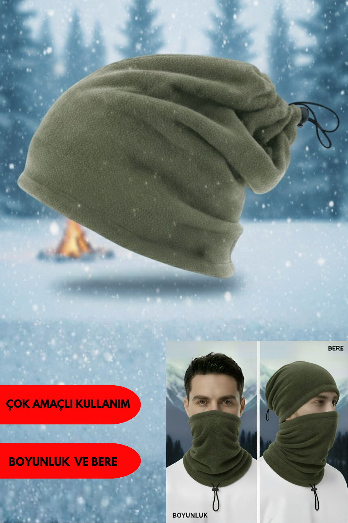 Kadın Erkek Kışlık Polar Tüylenme Yapmayan Soğuk Geçirmez (2 li Set) Şapka - Boyunluk — görsel 3