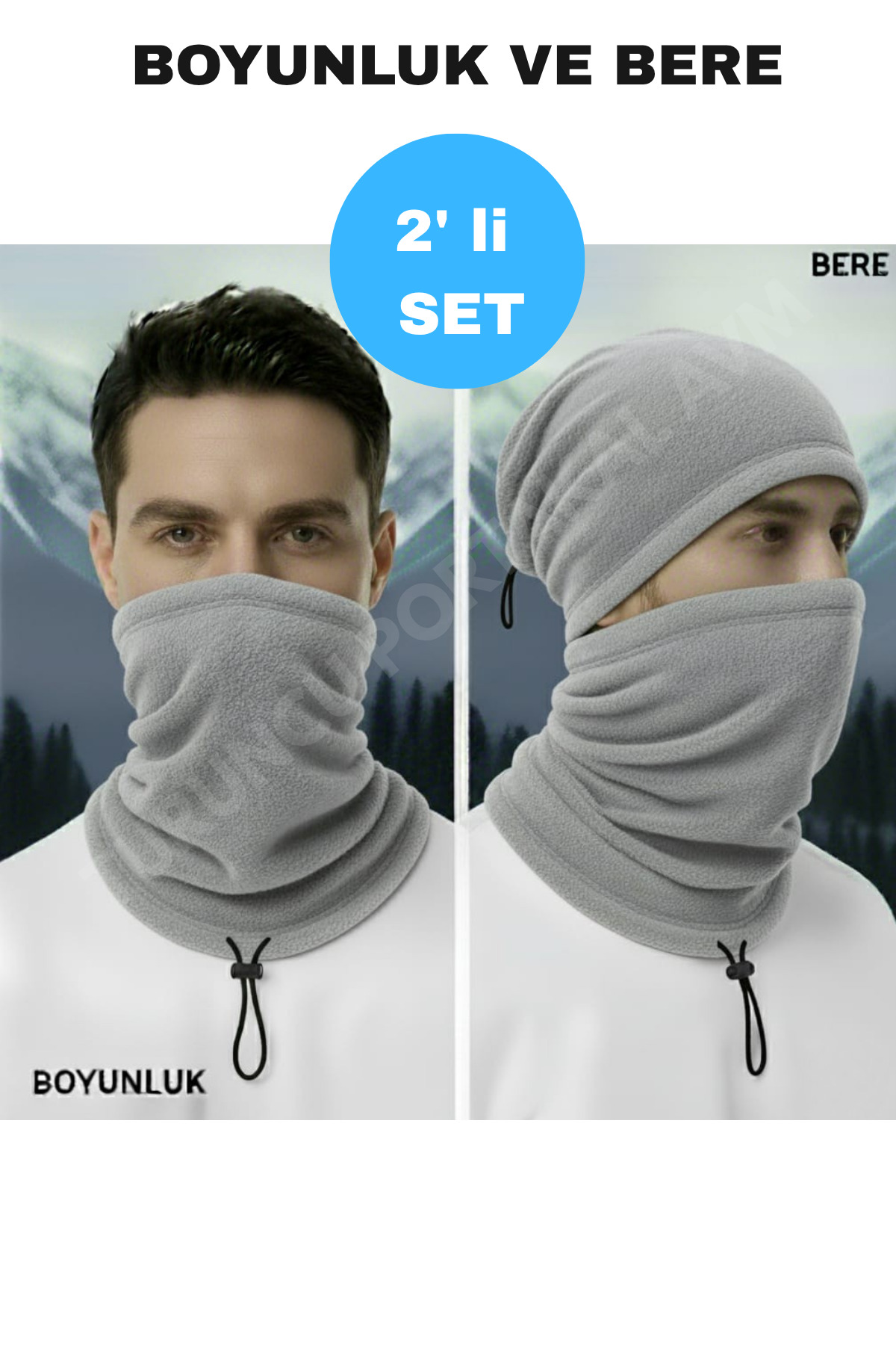 Kadın Erkek Kışlık Polar Tüylenme Yapmayan Soğuk Geçirmez (2 li Set) Şapka - Boyunluk — renk seçeneği