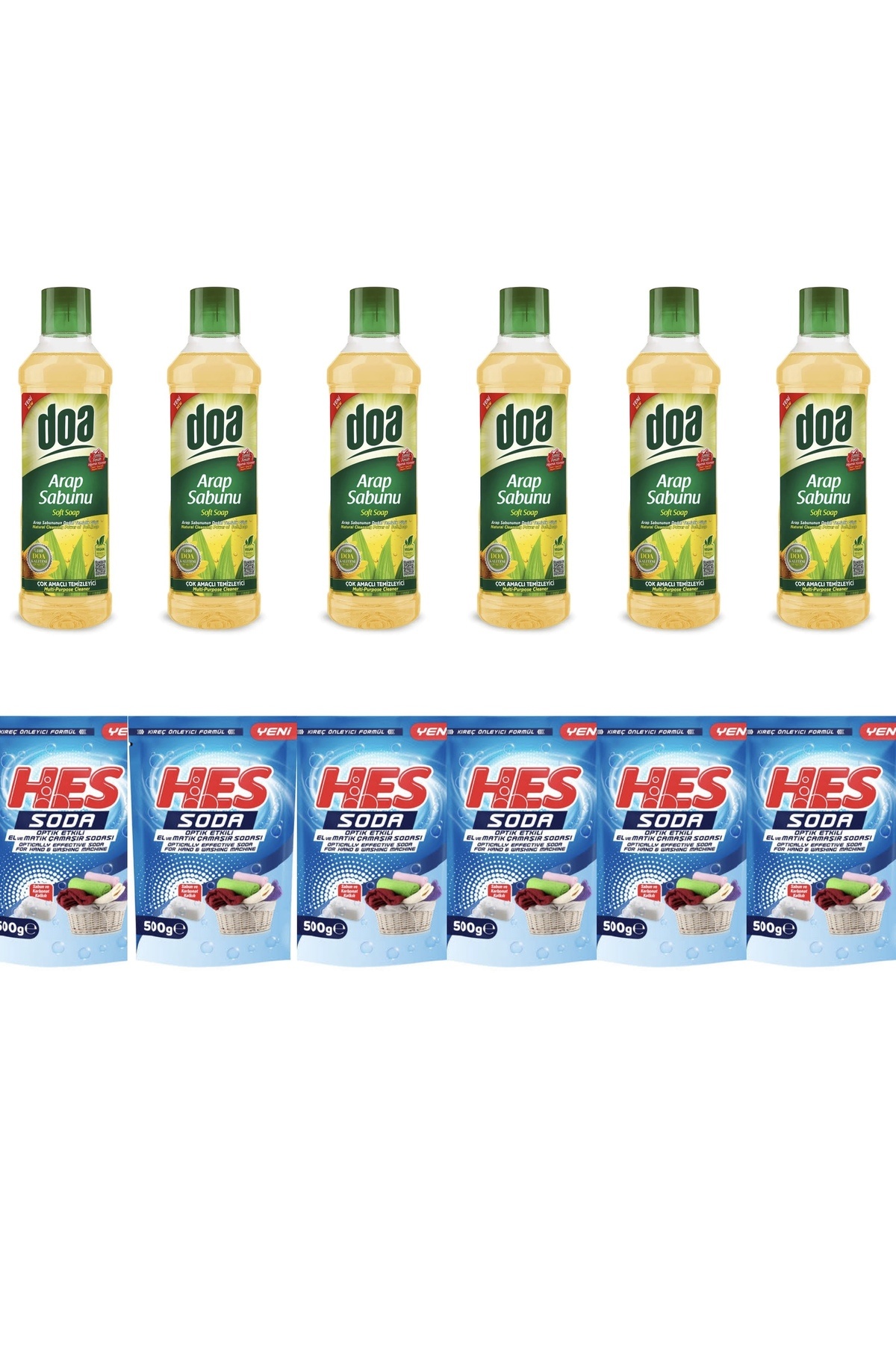 Doa Arap Sabunu 1000 Ml X 6 Adet +Çamaşır Sodası 500Gr X 6 Adet