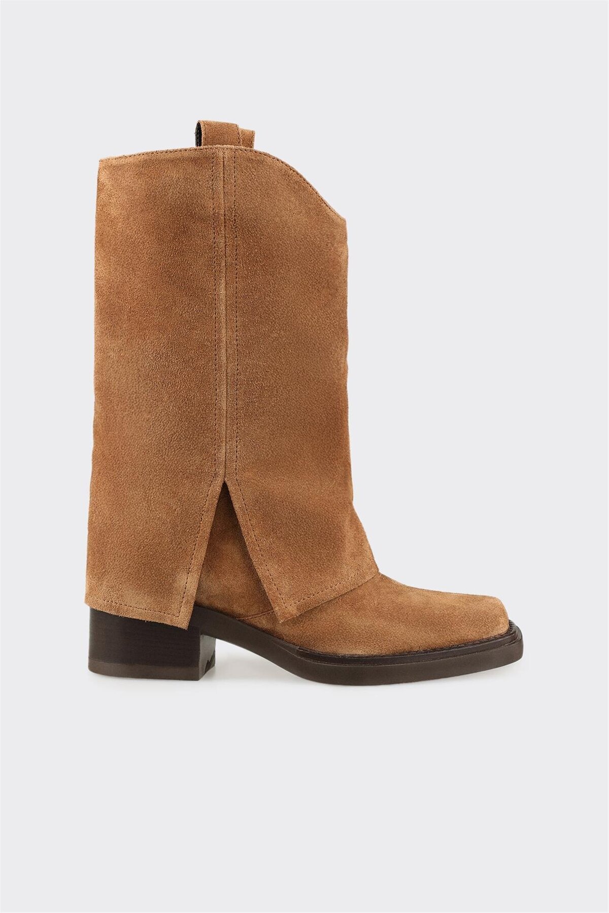 Elle Shoes Taba Deri Kadın Western Çizme