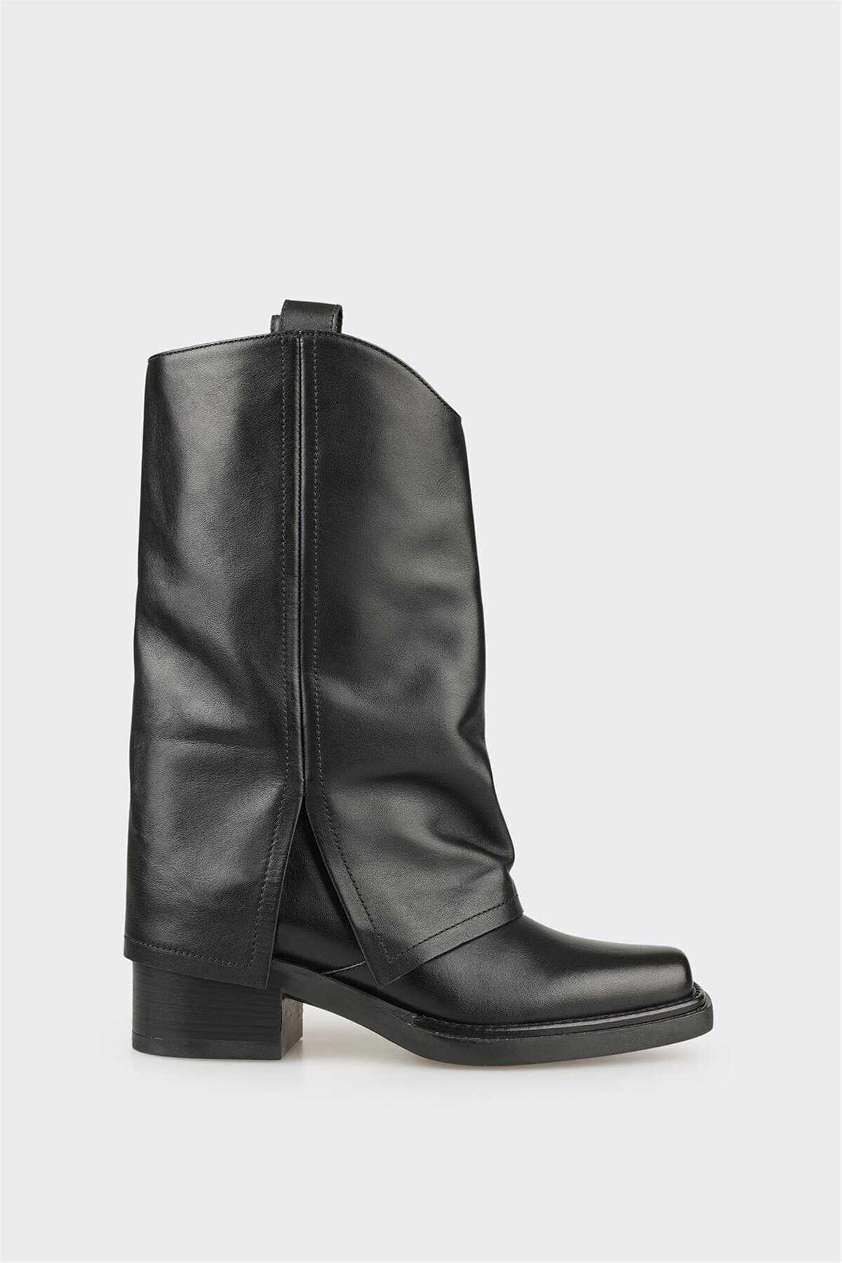 Elle Shoes Siyah Deri Kadın Western Çizme