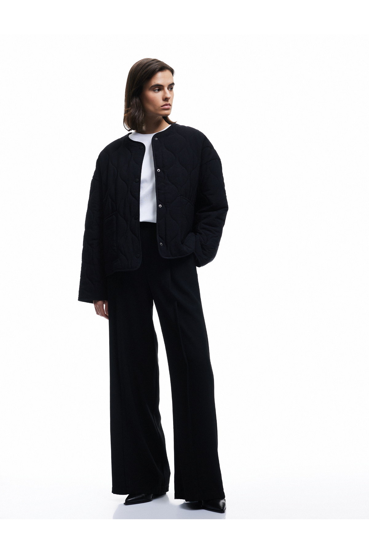 Koton Çıt Çıt Düğme Kapamalı Cepli Uzun Kollu Bisiklet Yaka Kapitone Mevsimlik Ceket