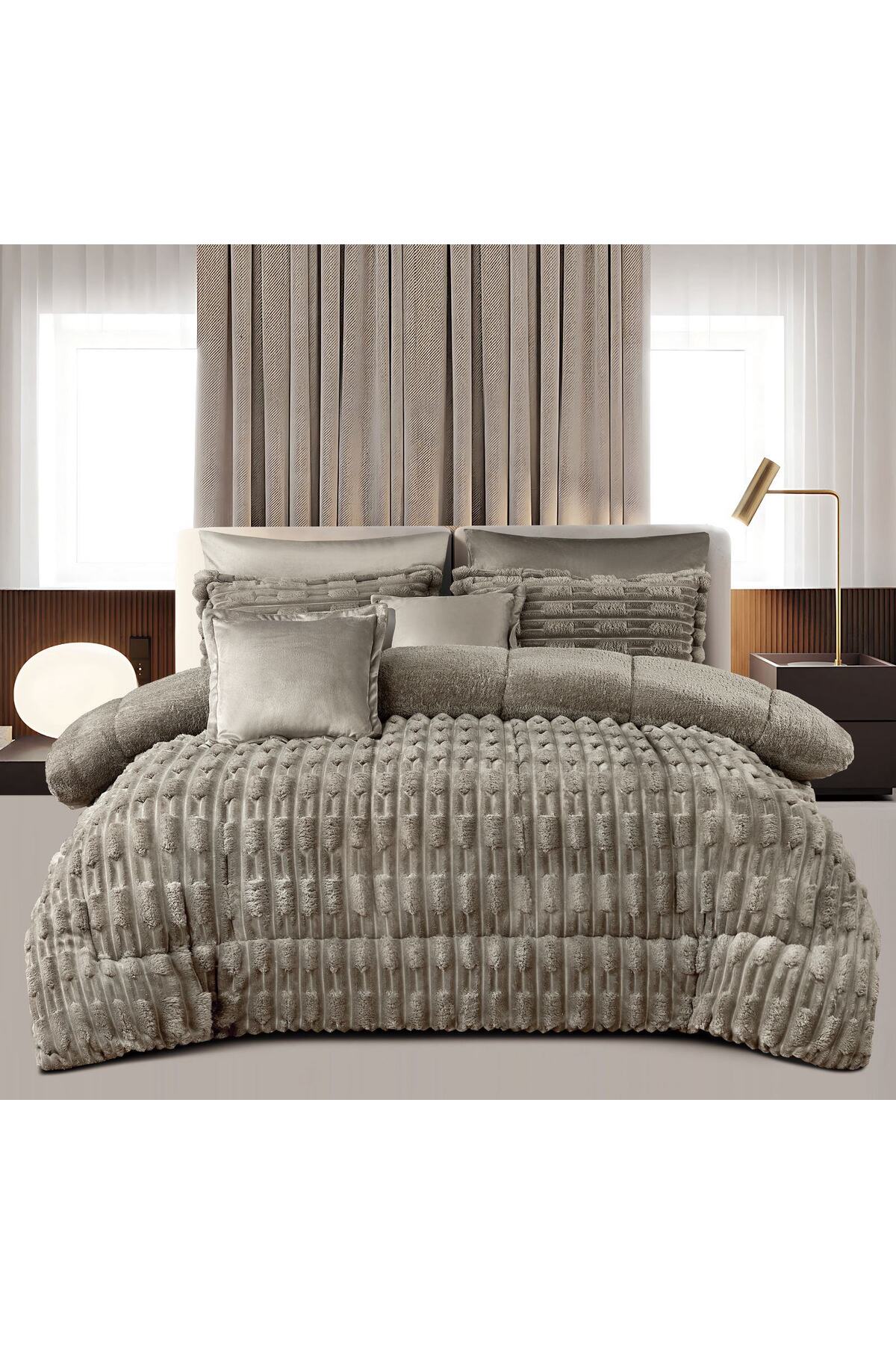 مفرش سرير شتوي مخمل ناعم 6 قطع فاخر مضاد للبكتيريا