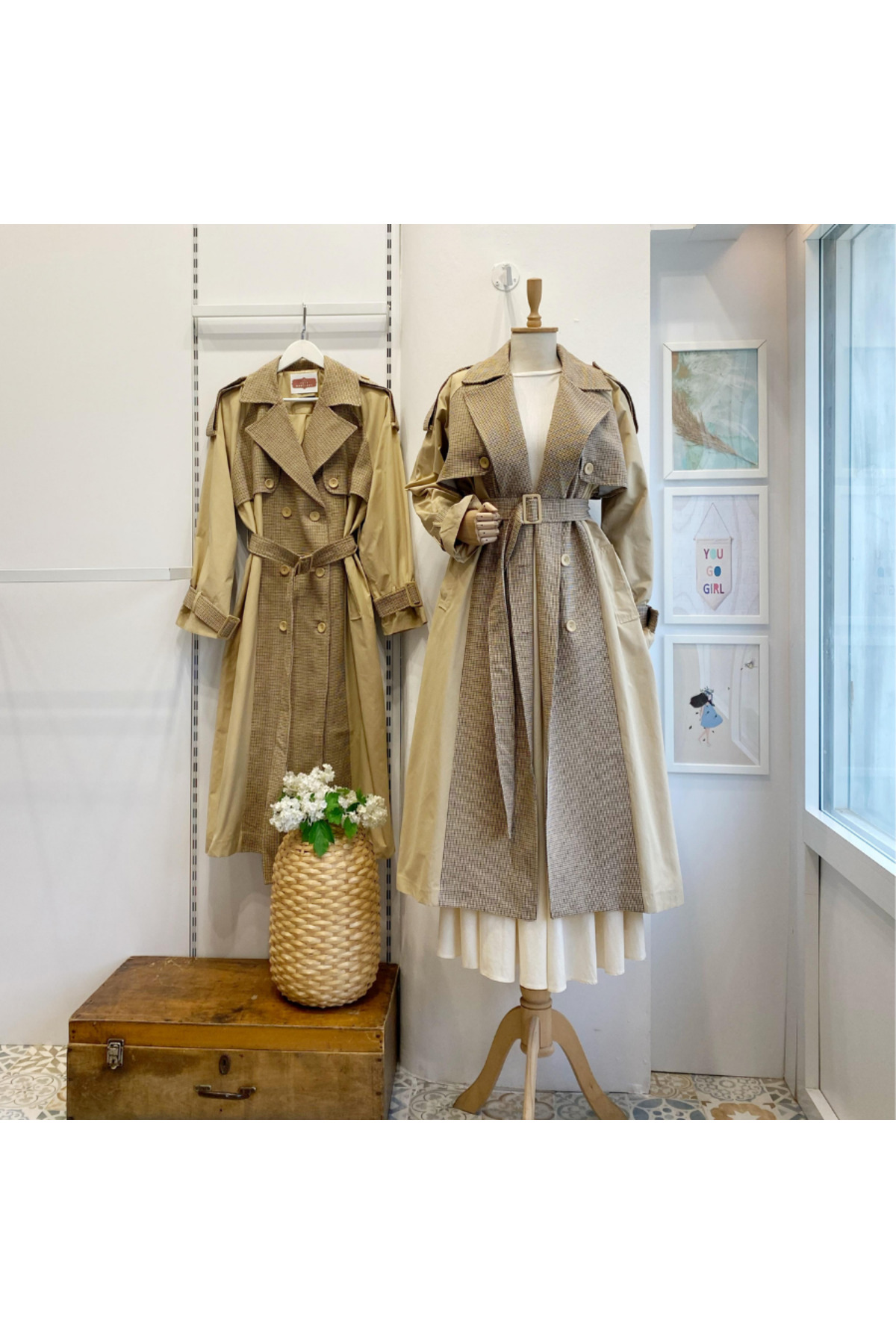 Faya Boutique Ekose Detaylı Gabardin Kumaş Trençkot görsel 3
