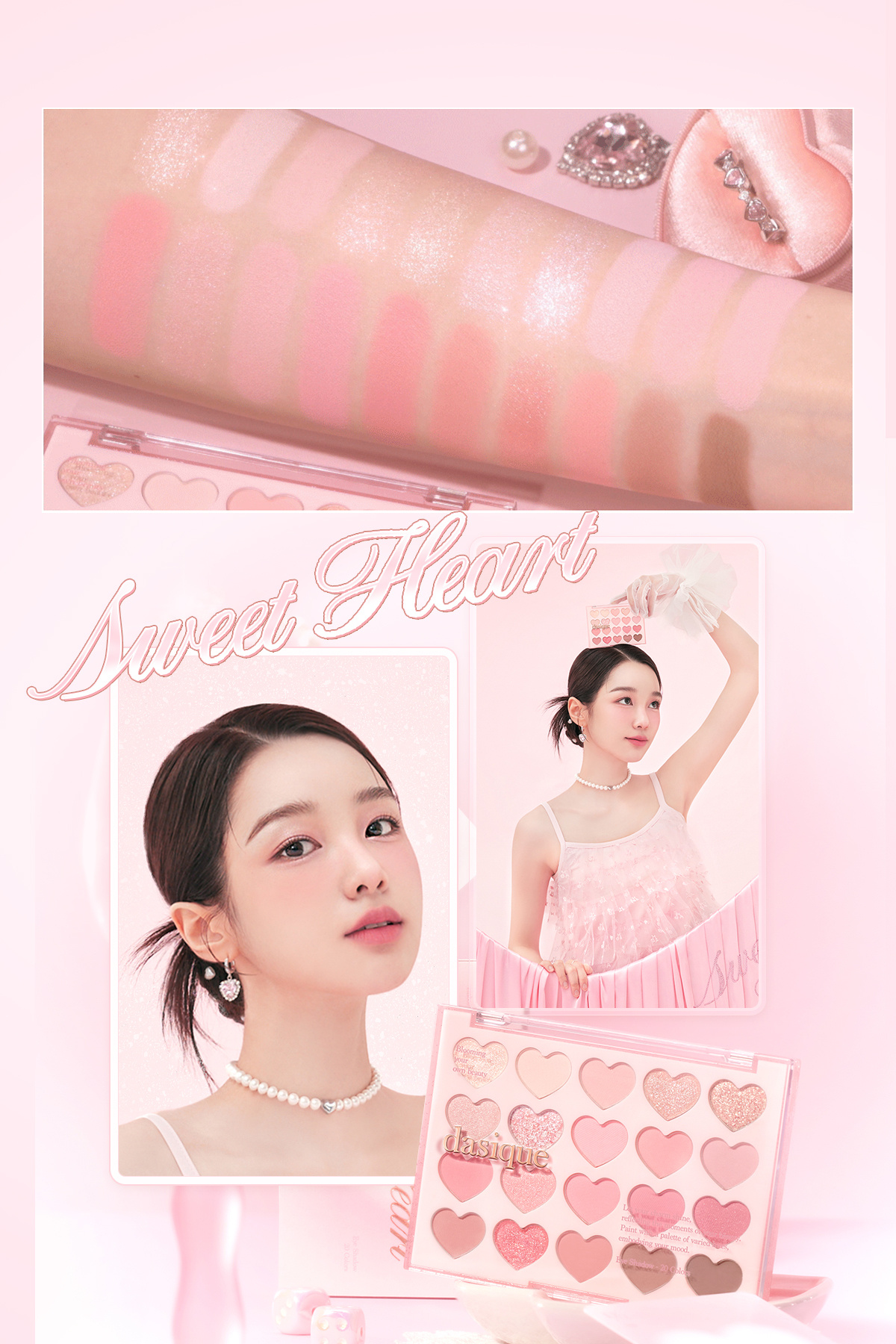 Mat ve Işıltılı Tonlardan Oluşan 20 Renkli Far Paleti Mood Shadow Palette (06 Sweet Heart) — صورتی 111646 — تصویر 4 از 9