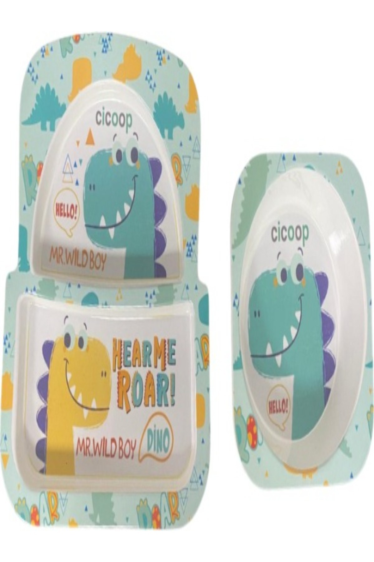 Jusso Cicoop Bebek Mama Tabağı 2'li Set Dino fotoğrafı 2 (önizleme)