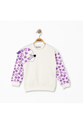 ALG KIZ ÇOCUK KALP DESENLİ SWEATSHIRT