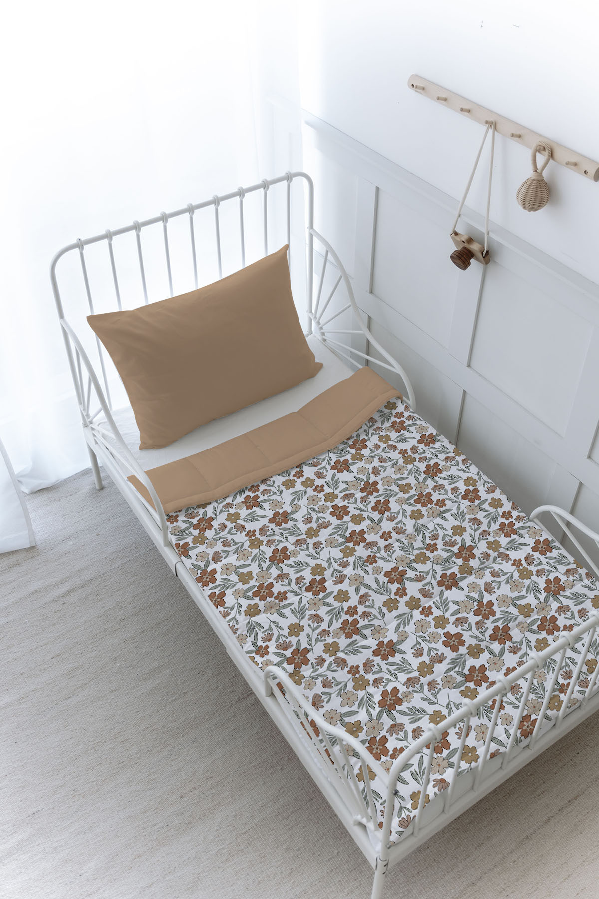 Tuğba Kuğu Organik Baskılı Montessori (100x200 Cm) Yorgan Seti - Iconic Serisi - Vintage Flower