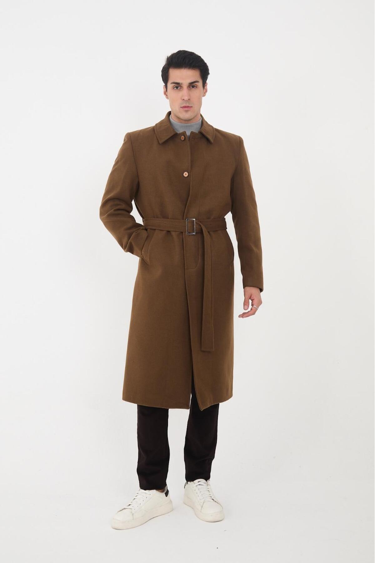 l lebs collection moda lebs şekil  Erkek Tam Boy Kaşe Palto - Görsel 4