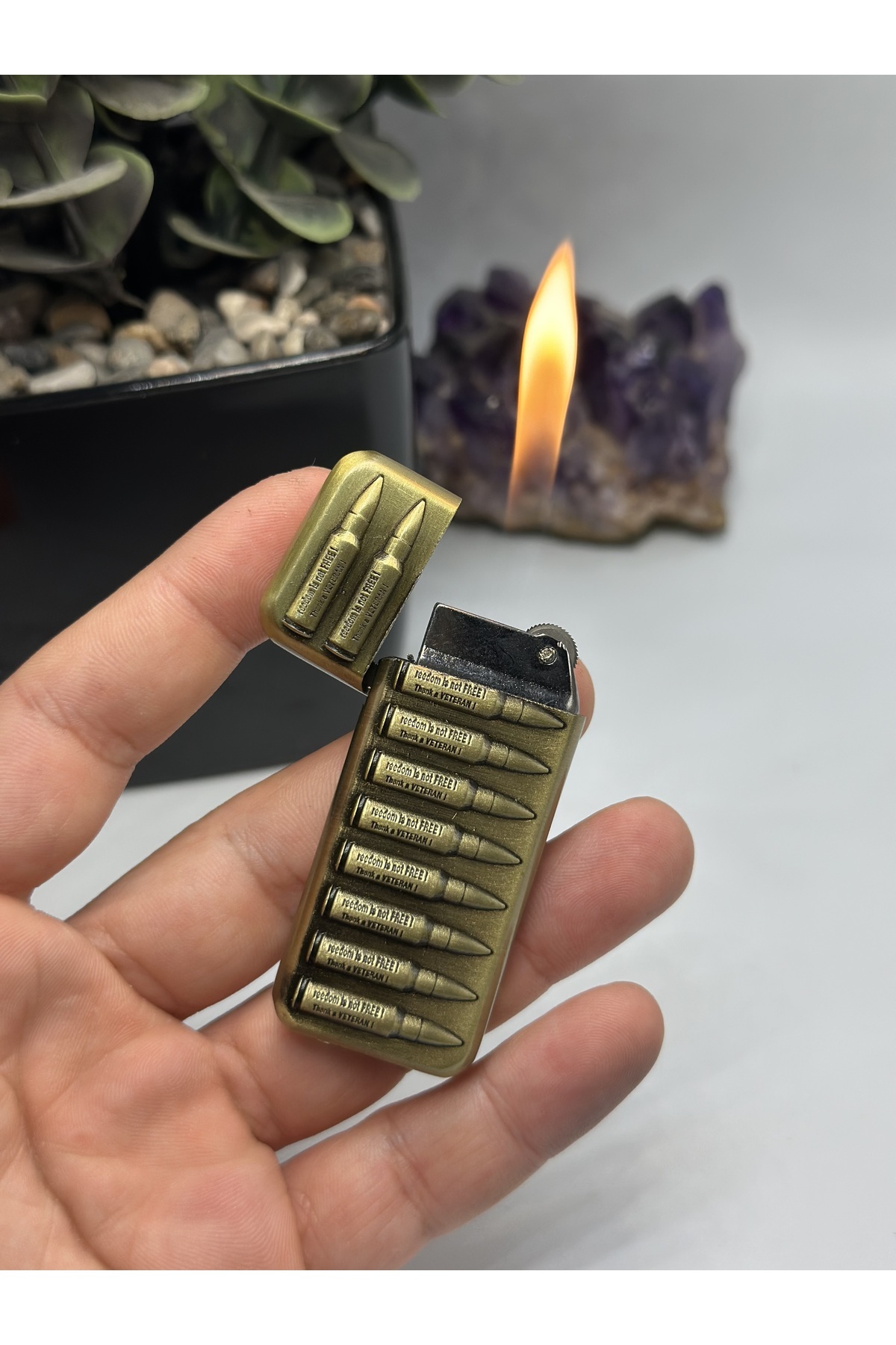 NikaŞ Mermi Kabartmalı GazIı Ince Tasarım Küçük Çakmak