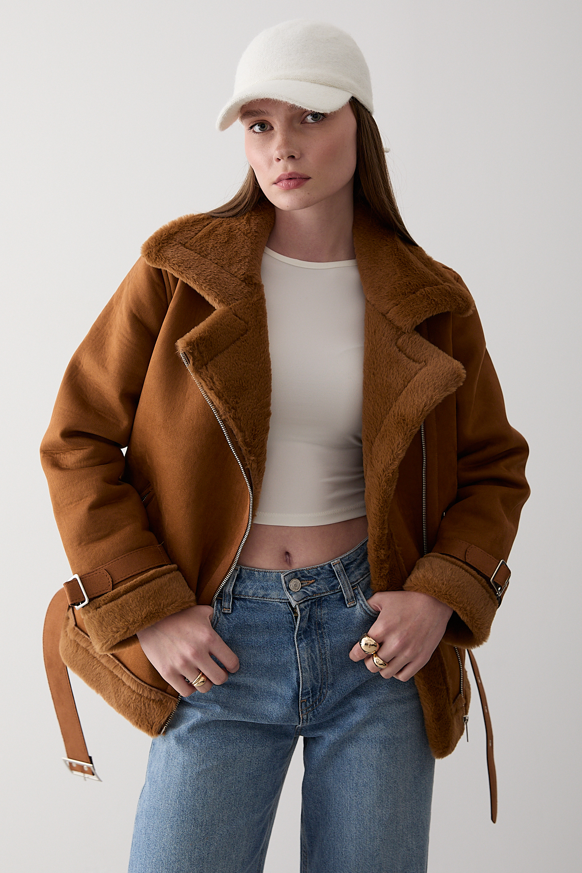 Laluvia  Kahverengi İçi Kürklü Mont - Görsel 2