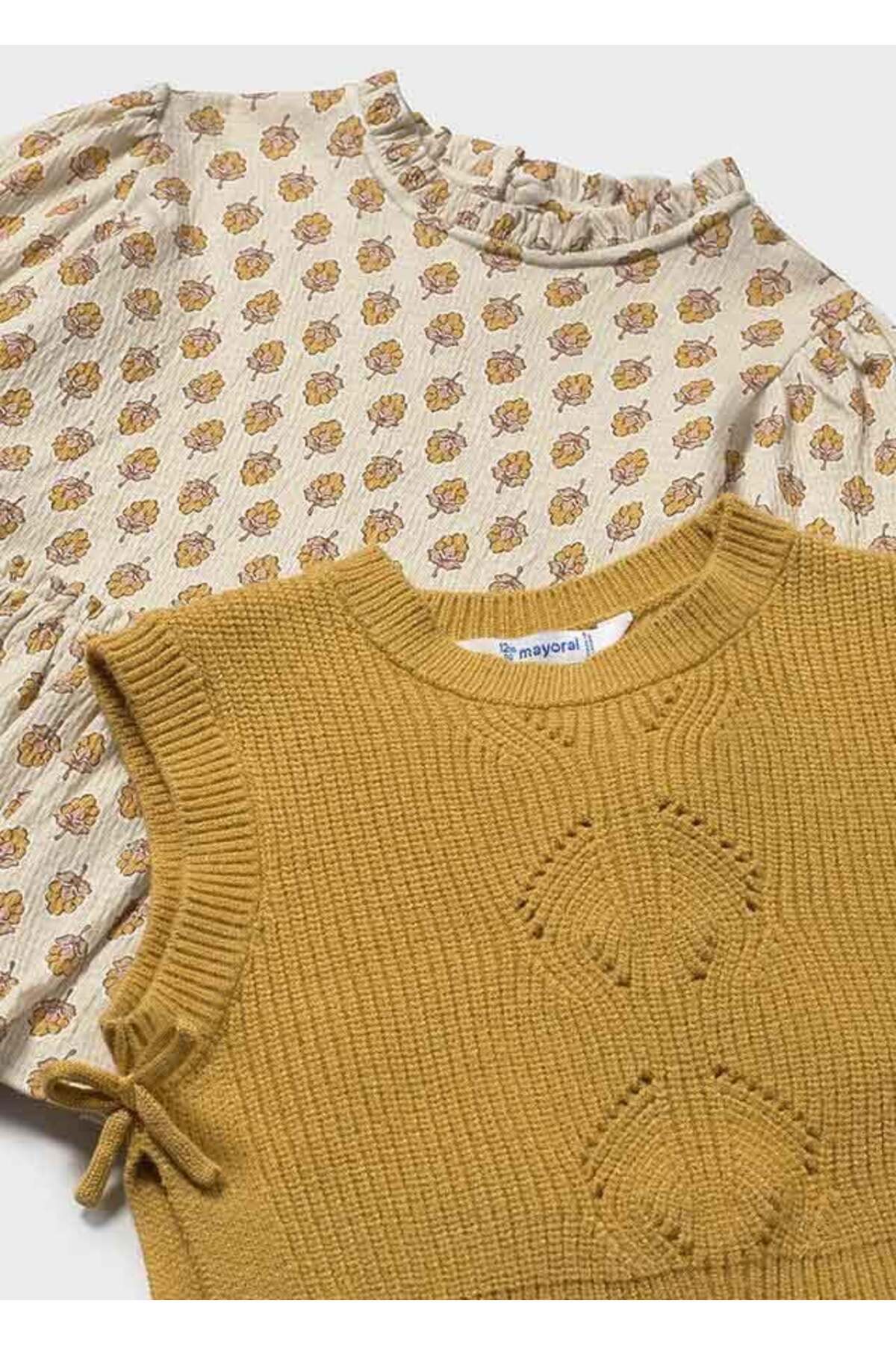 Mayoral Kışlık Kız Bebek Yelekli Elbise - Hardal fotoğrafı 2 (önizleme)