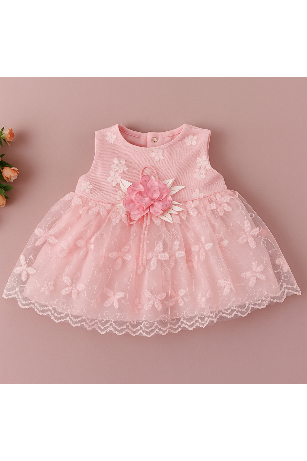 mini mia Kız Bebek Dantelli Mevlüt Seti – 4 Parça: Elbise, Badi, Saç Bandı ve Patik | Astarlı fotoğrafı 2 (önizleme)