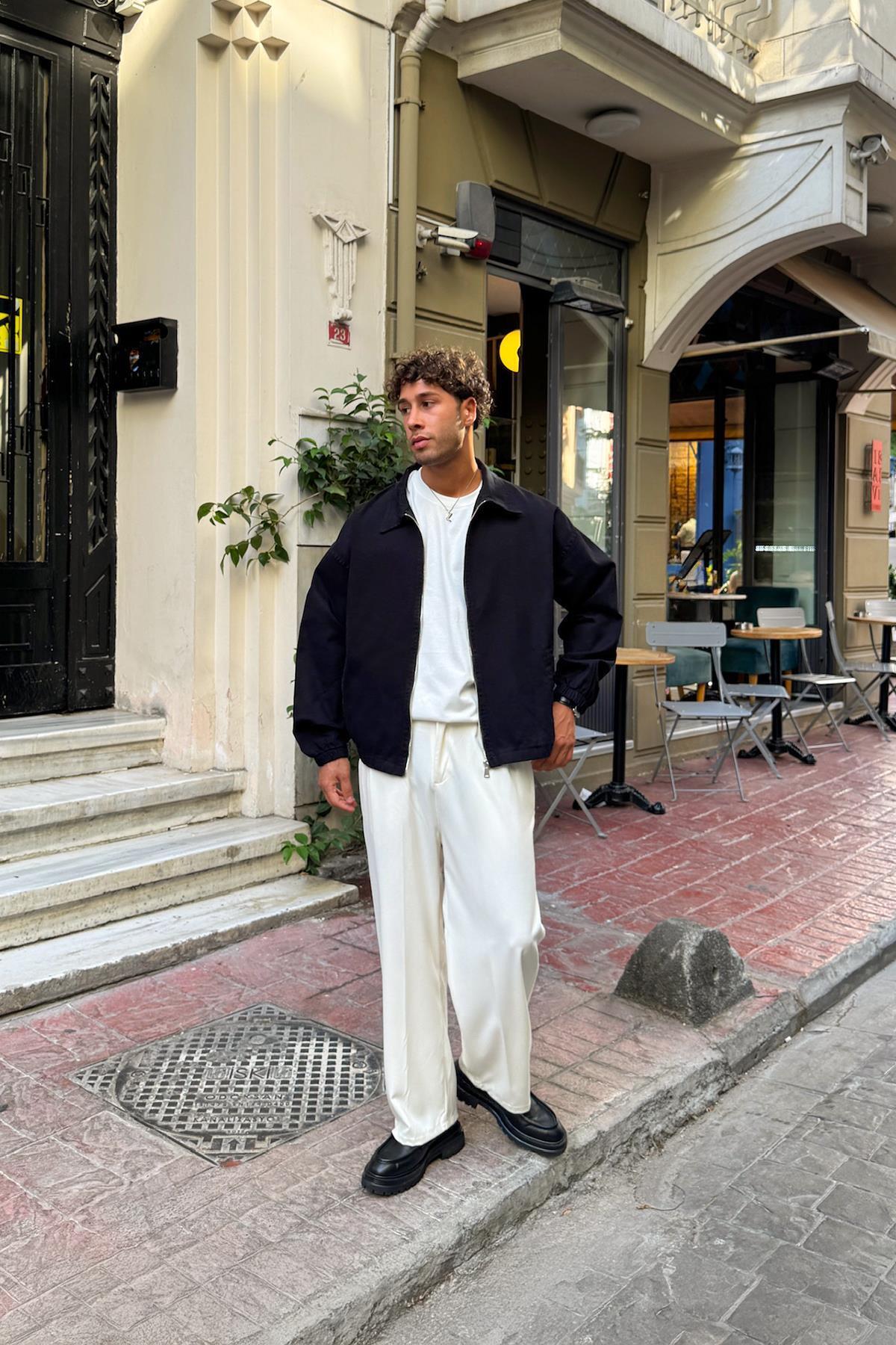 Flaw Wear Gömlek Yaka Bomber İnce Ceket Siyah görsel 3