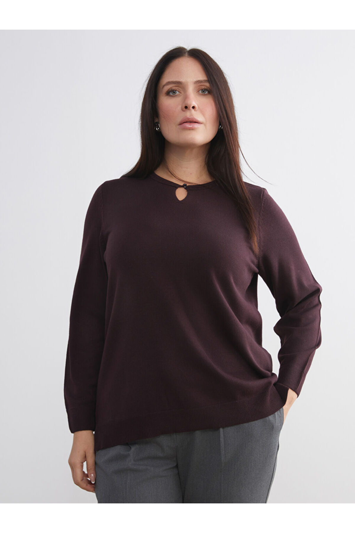 LC Waikiki Mürdüm Bisiklet Yaka Kadın Triko Kazak fotoğrafı 2 (önizleme)