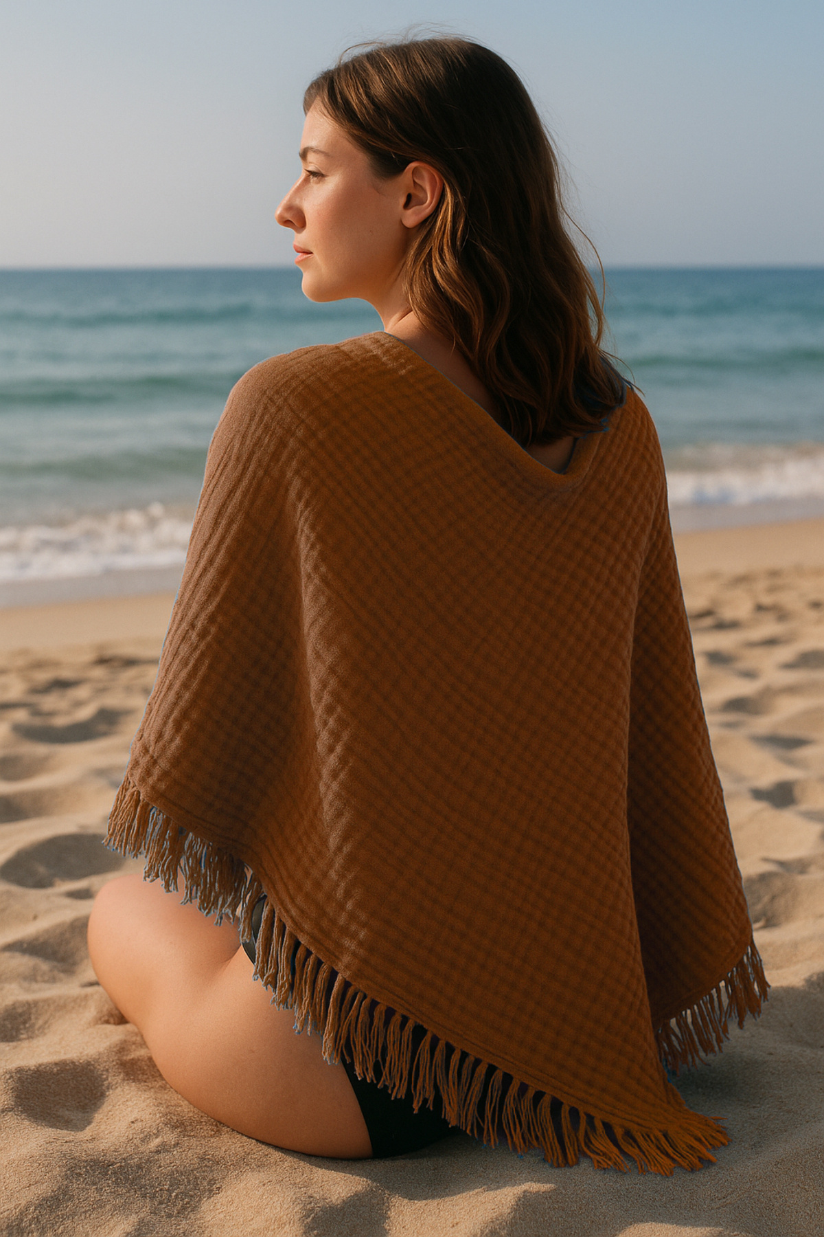 Kamdu %100 Pamuklu Plaj Havlusu, Büyük Boy 100 x 200 cm, Müslin Plaj Havlusu, Şezlong Havlusu