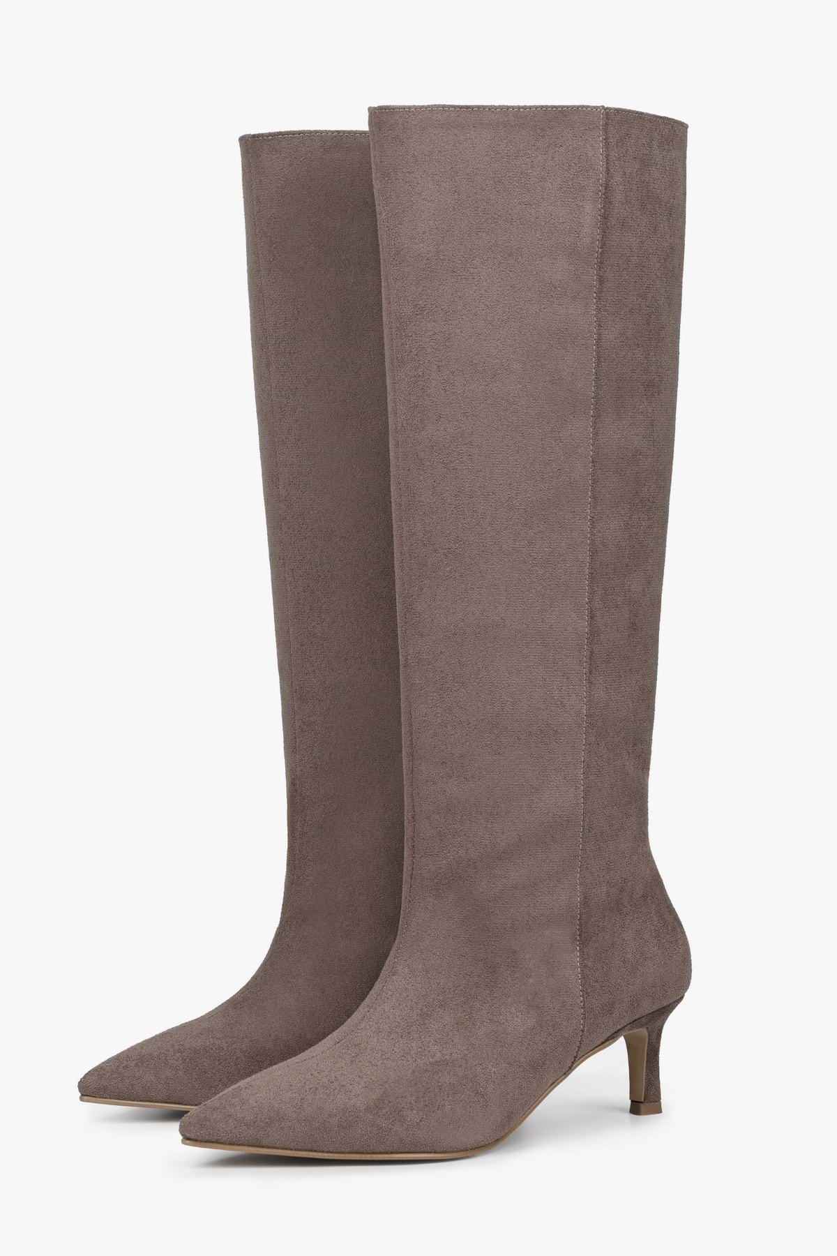 Shoeberry  Kadın Blaze Vizon Süet Kısa Sivri Topuklu Çizme - Görsel 2